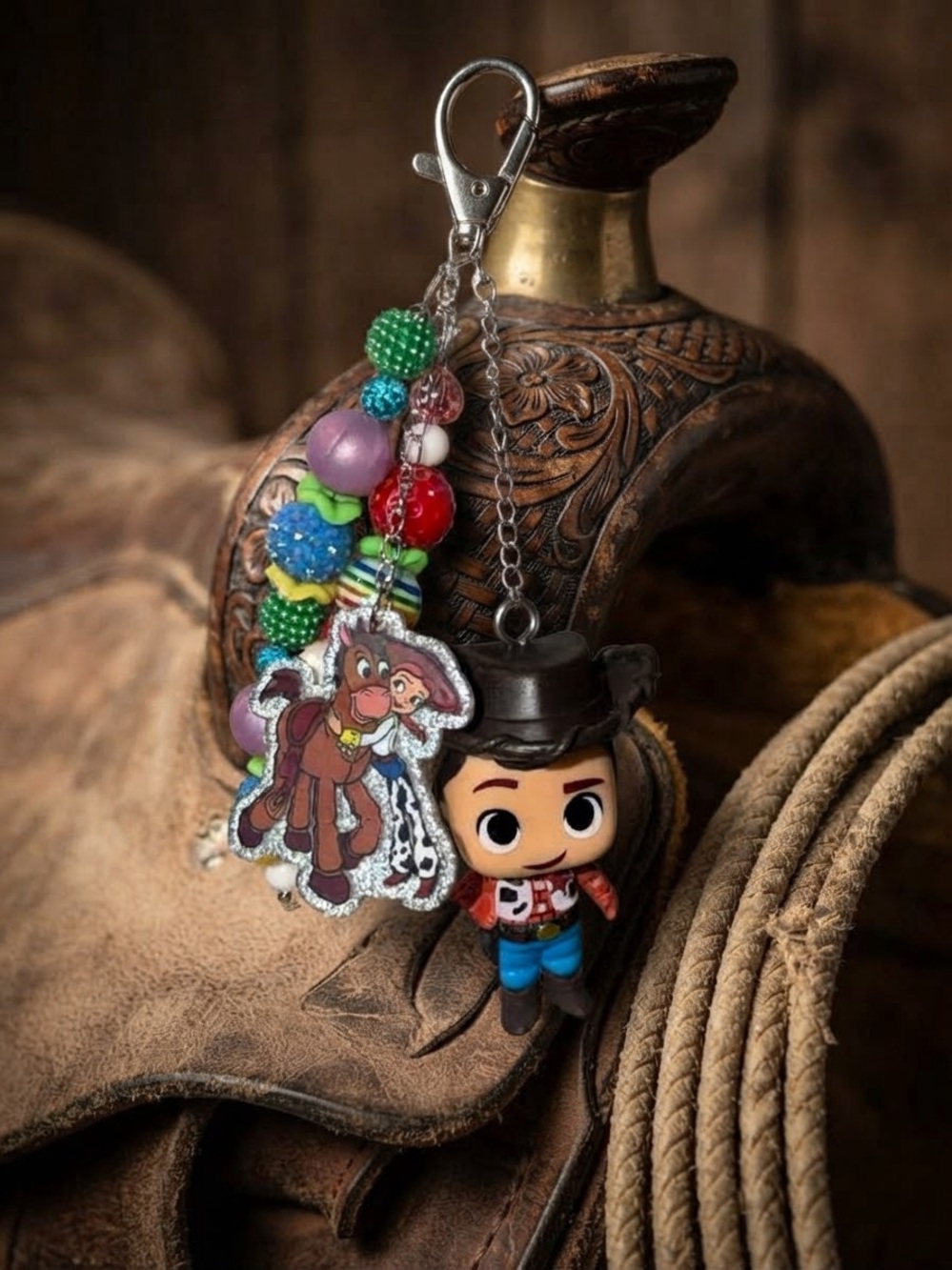 Kids Colorful Cowboy Charm Keychain - Multicolor